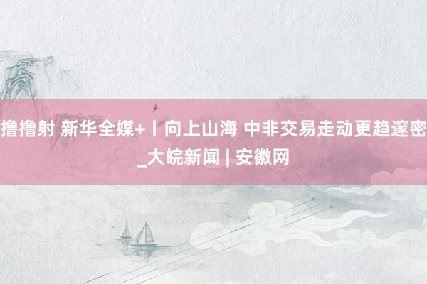 撸撸射 新华全媒+丨向上山海 中非交易走动更趋邃密_大皖新闻 | 安徽网